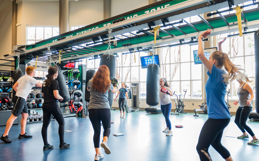 People working out in the rec center