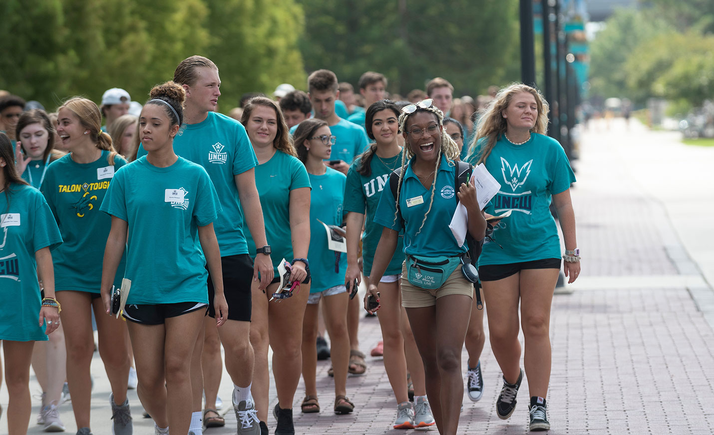 Freshman students make the Trek to Trask for the formal convocation ceremony