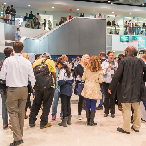 A gathering of people in the CIS building.