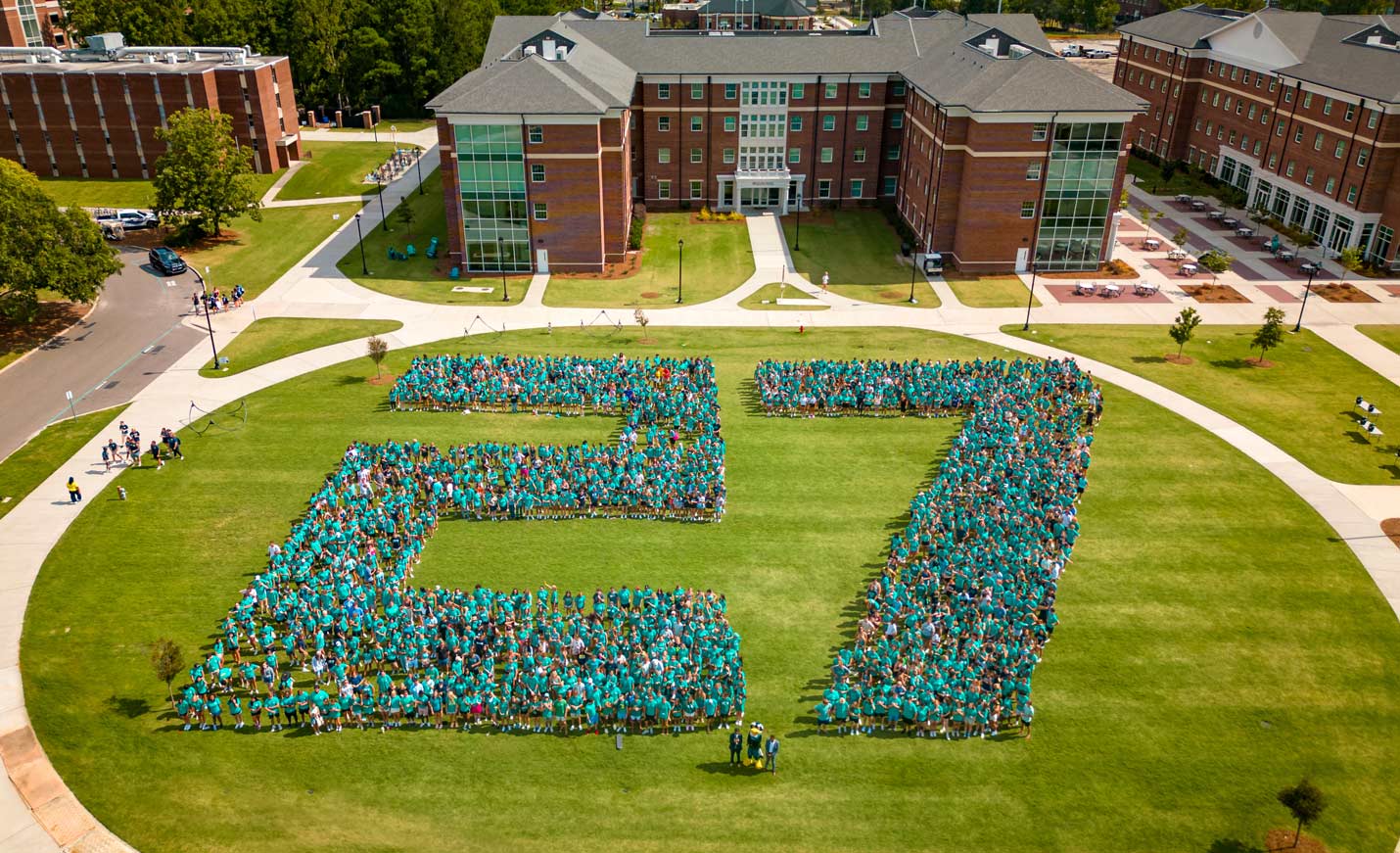 Class of 2027 form the  number 27 in the recreational fields on campus