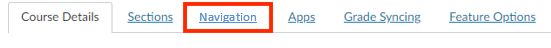 the different settings within canvas, highlighting the navigation tab.