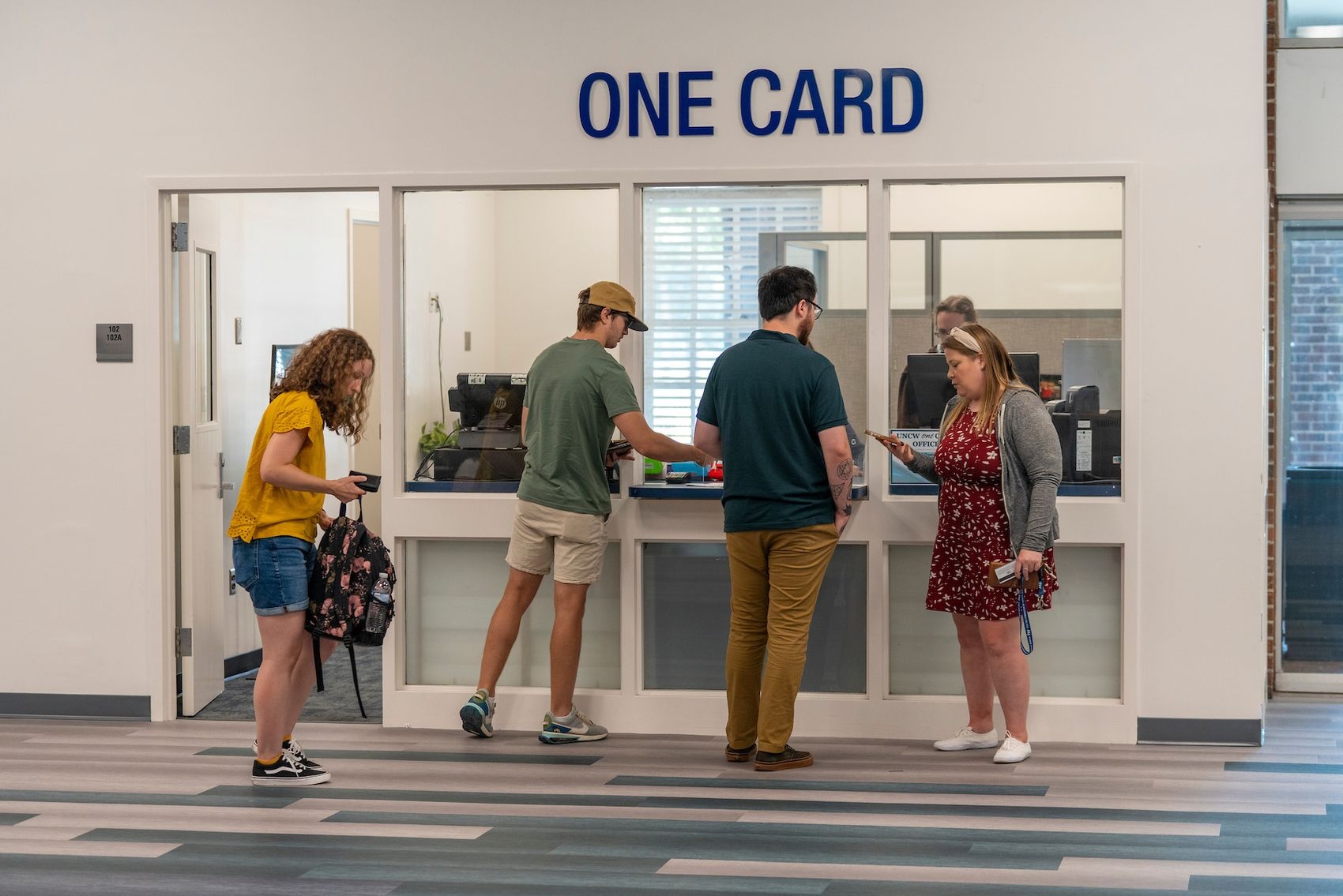 People in line outside UNCW One Card Office