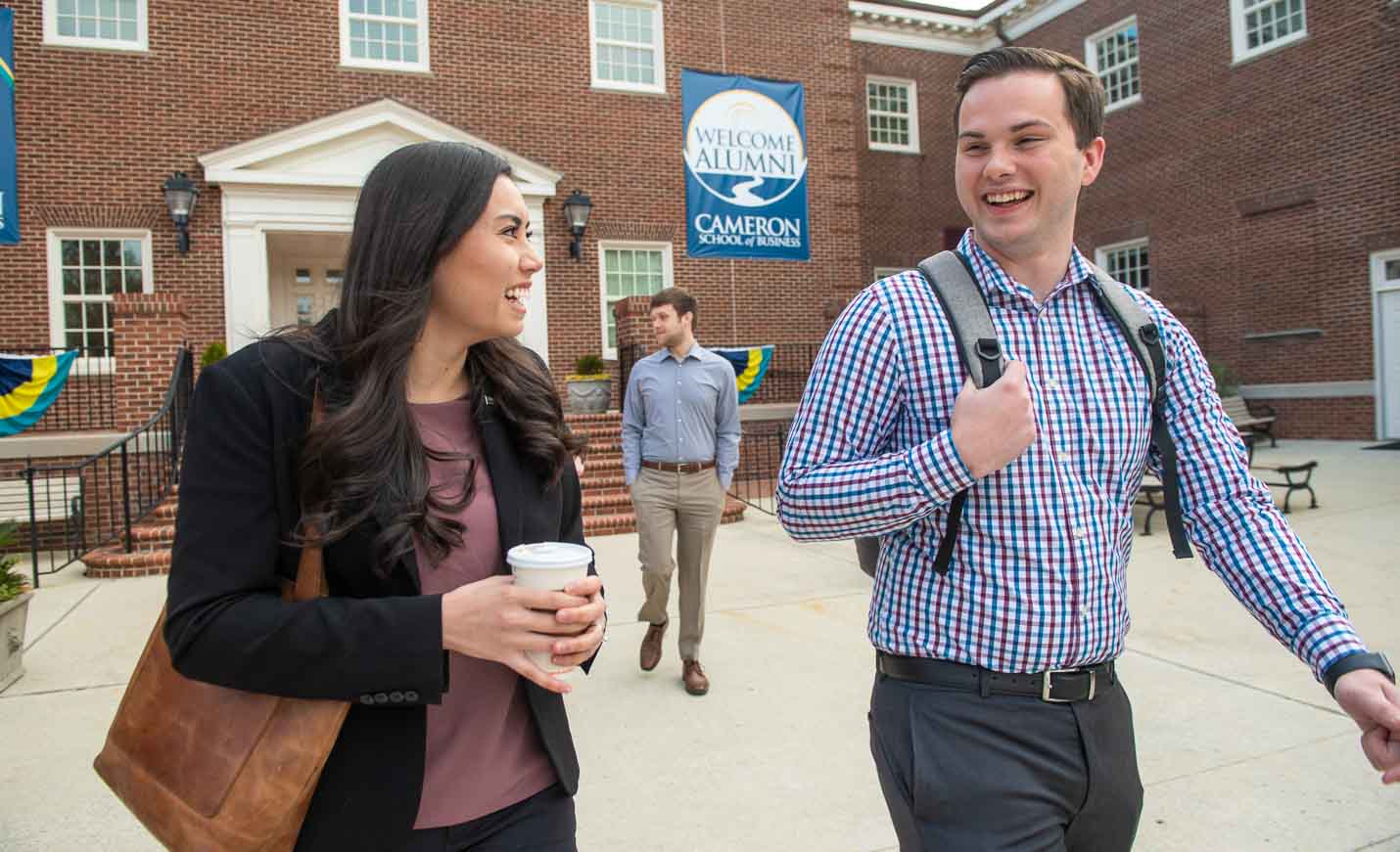 CSB students walking out of the CSB building