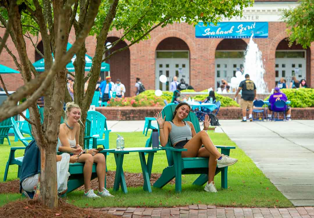 Joyful students enjoying our campus beauty