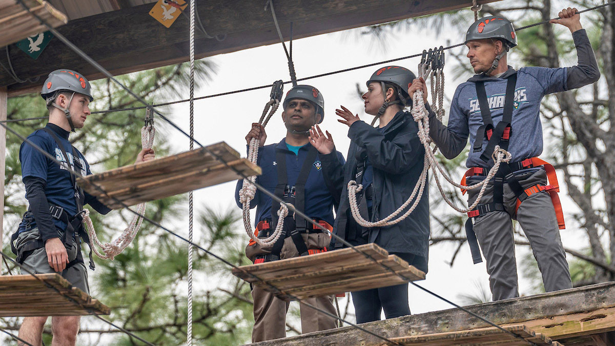 Chancellor Volety on the challenge course