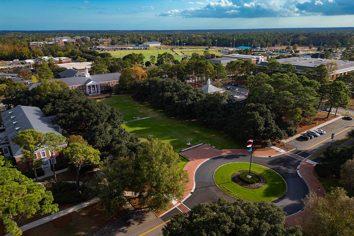 Drone image of UNCW campus