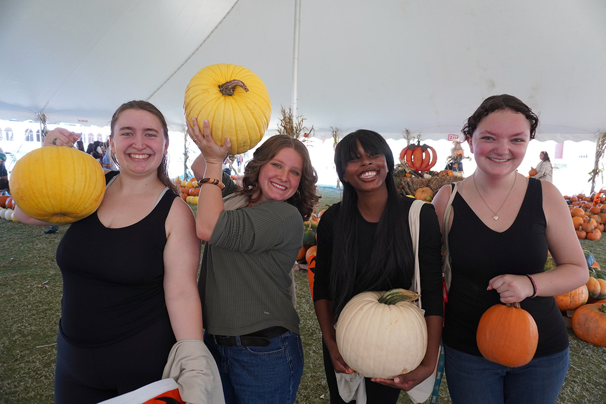 Students display their pumpkins