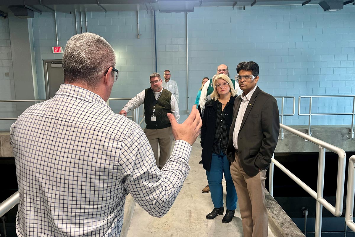 Chancellor Volety and Cabinet members tour water treatment plant