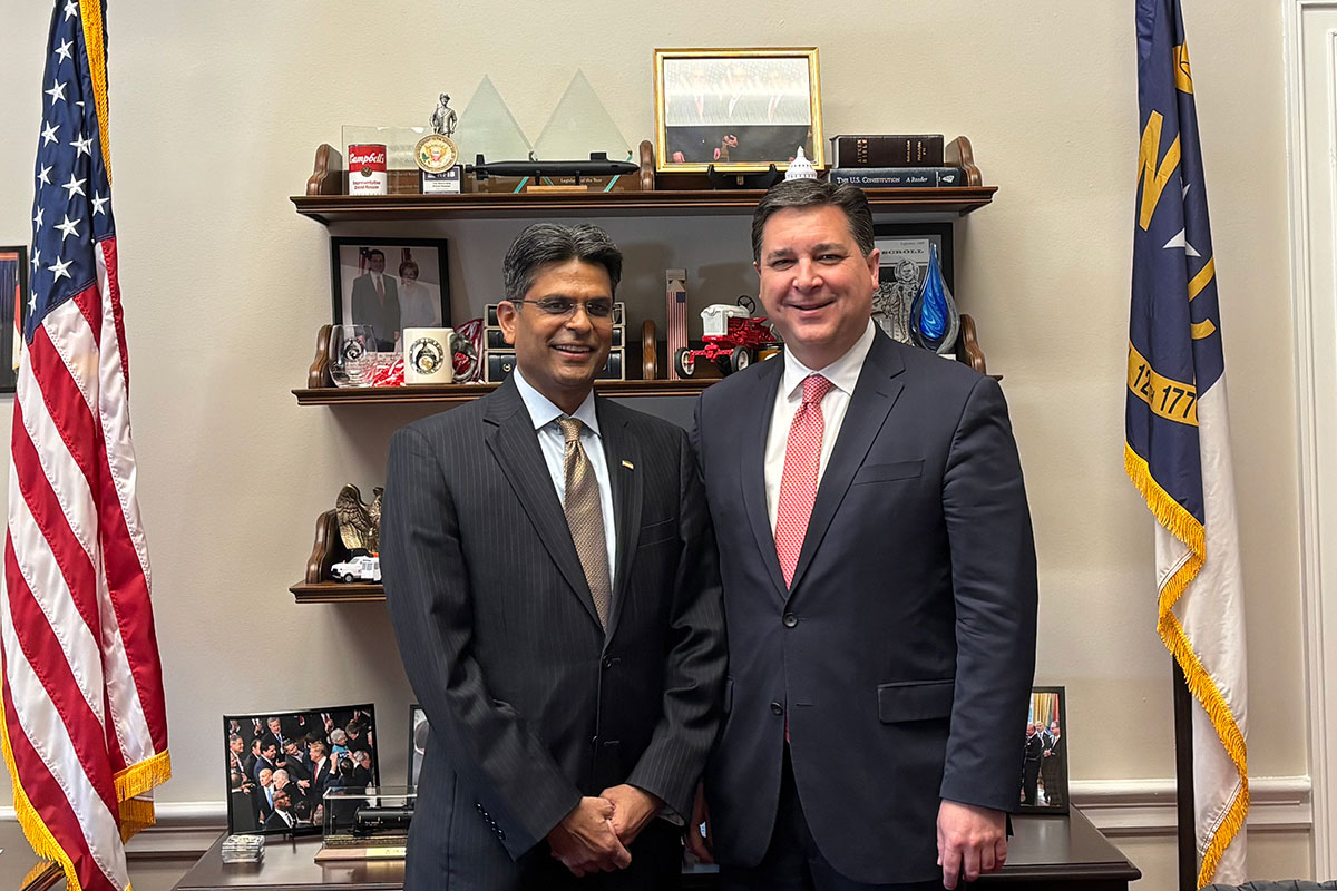 Chancellor Volety and Rep. David Rouzer in Rep. Rouzer's Washington, D.C., office