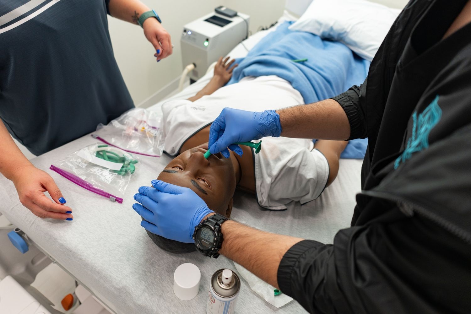 Students in the Respiratory Therapy program receive hands-on clinical experience from professors in Veterans Hall