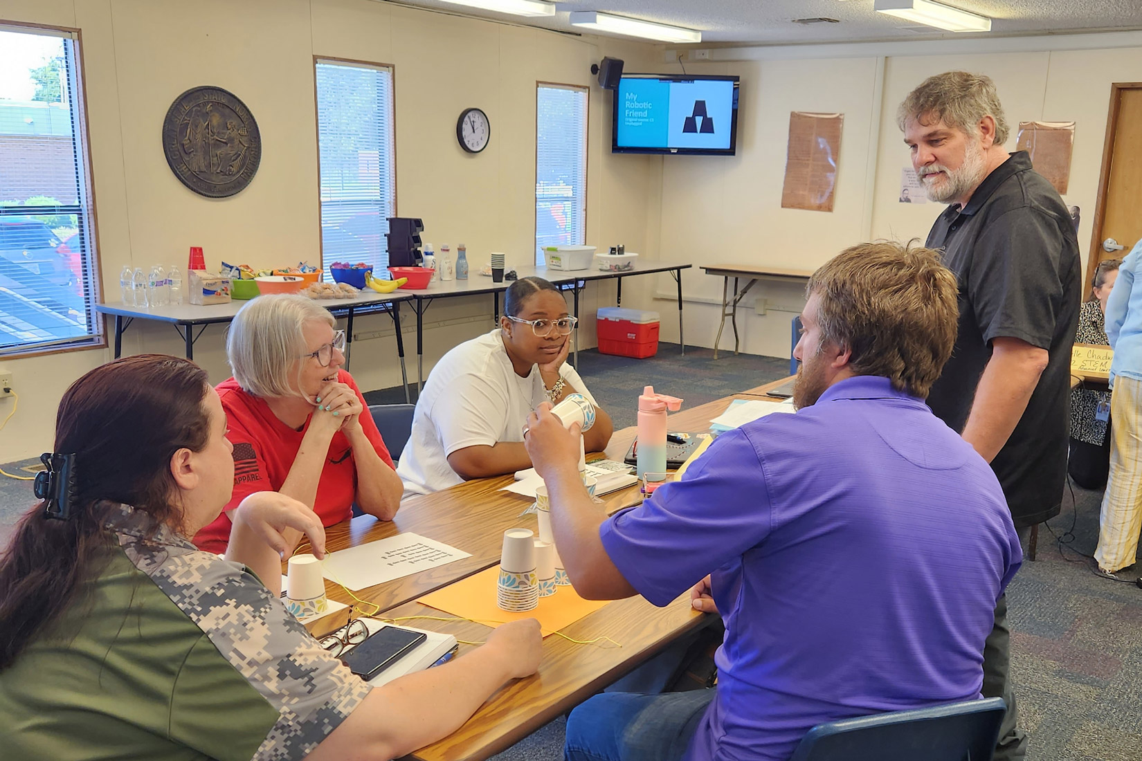 Chris Gordon leads Onslow Country K-8 teachers in using mathematics in their classrooms.