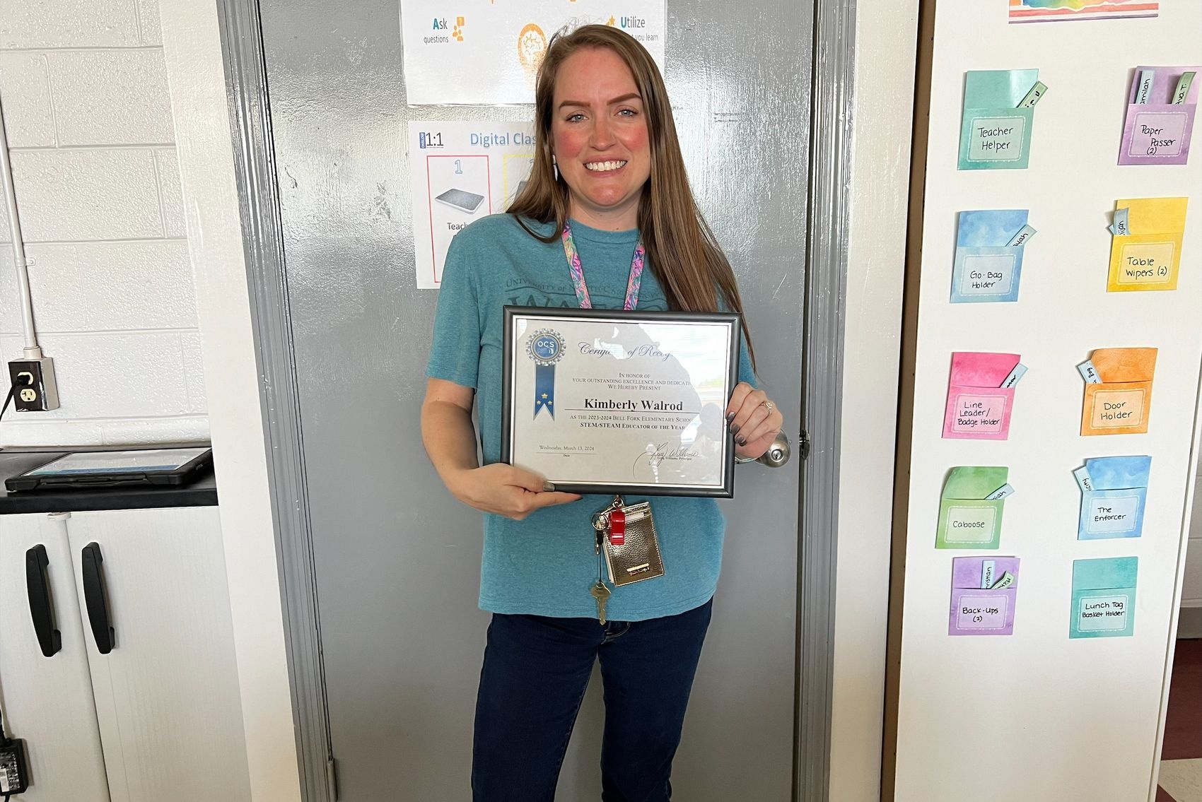 Kimberly Walrod ’23 has received the STEM/STEAM Educator of the Year Award from Bell Fork Elementary School in Jacksonville, NC.