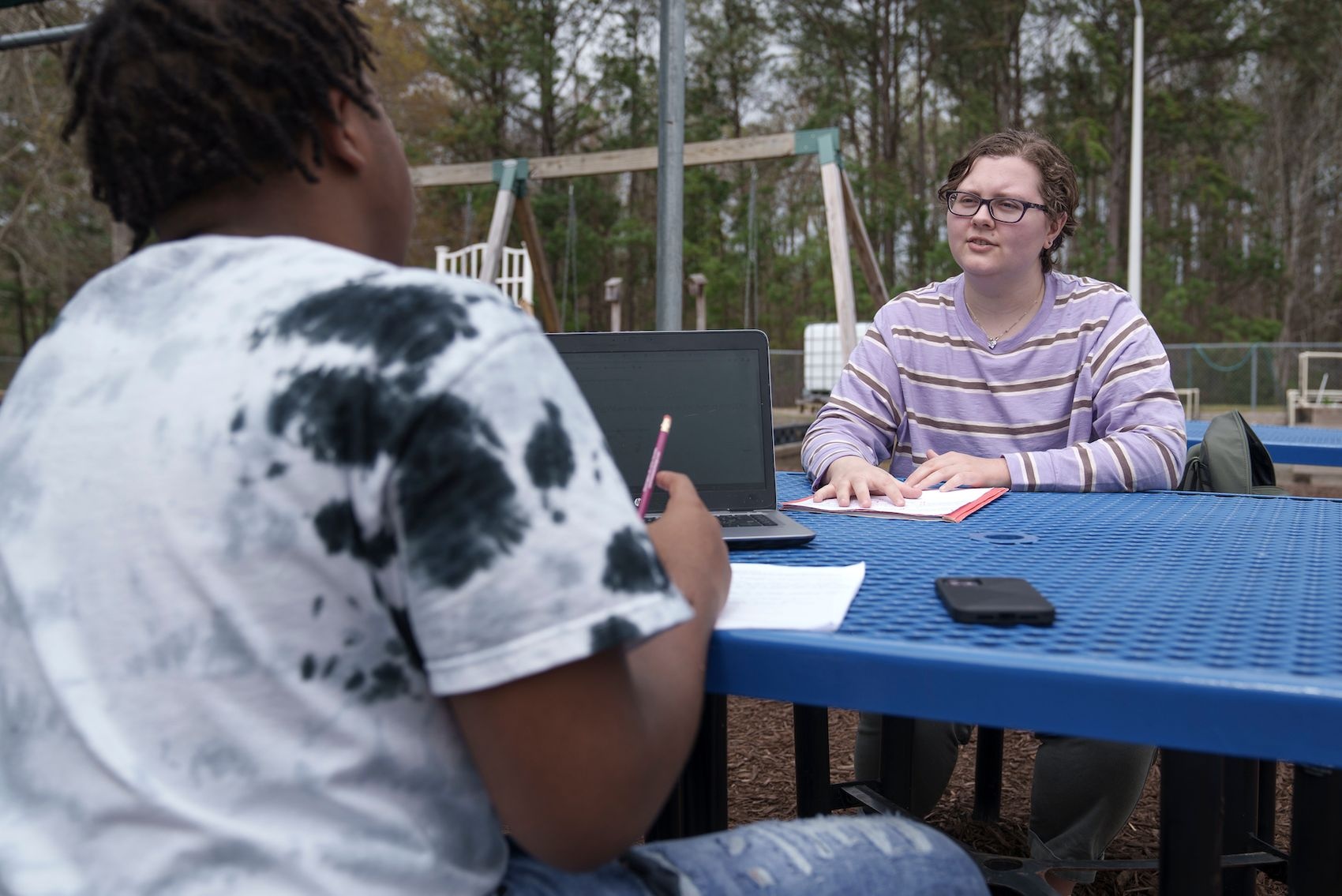 WCE students enrolled in Secondary Education program observe, tutor and teach students in high school classrooms at SEA-Tech, New Hanover County's technical high school.