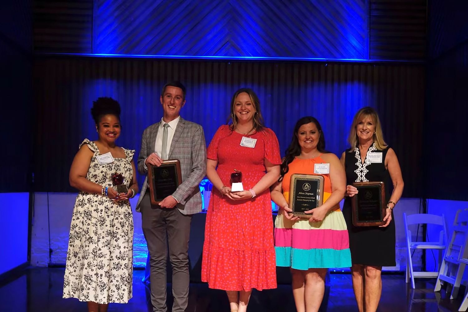 Desiree Traylor ’14 is New Hanover County Schools’ Elementary Educator of the Year, Benjamin Lord ’22M is Middle School and Overall EOY, Jessica Harvey ’12M is High School EOY and Alicia Chapman ’21M is Assistant Principal of the Year. 