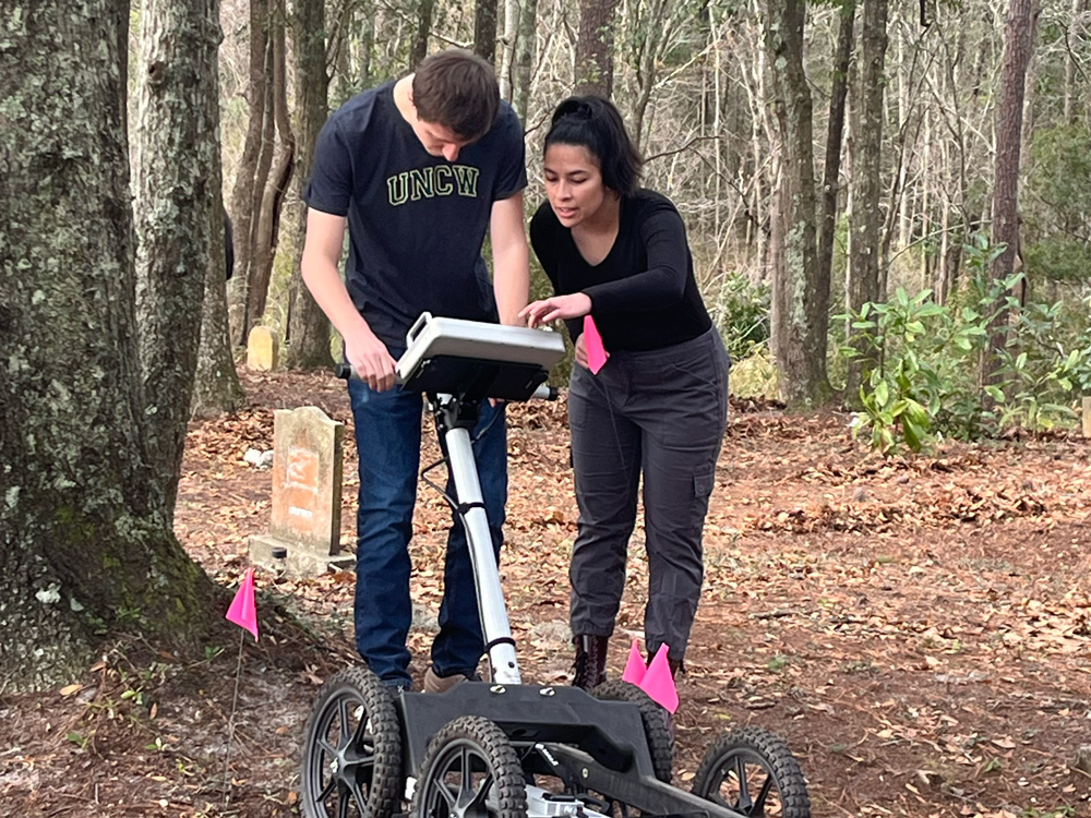 Karla Berrios, a master's degree student in the Public History program, partnered with Wilmington Historic Foundation to help determine the boundaries of Maides Cemetery