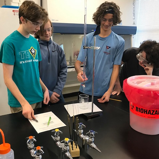 Students conducting an experiment