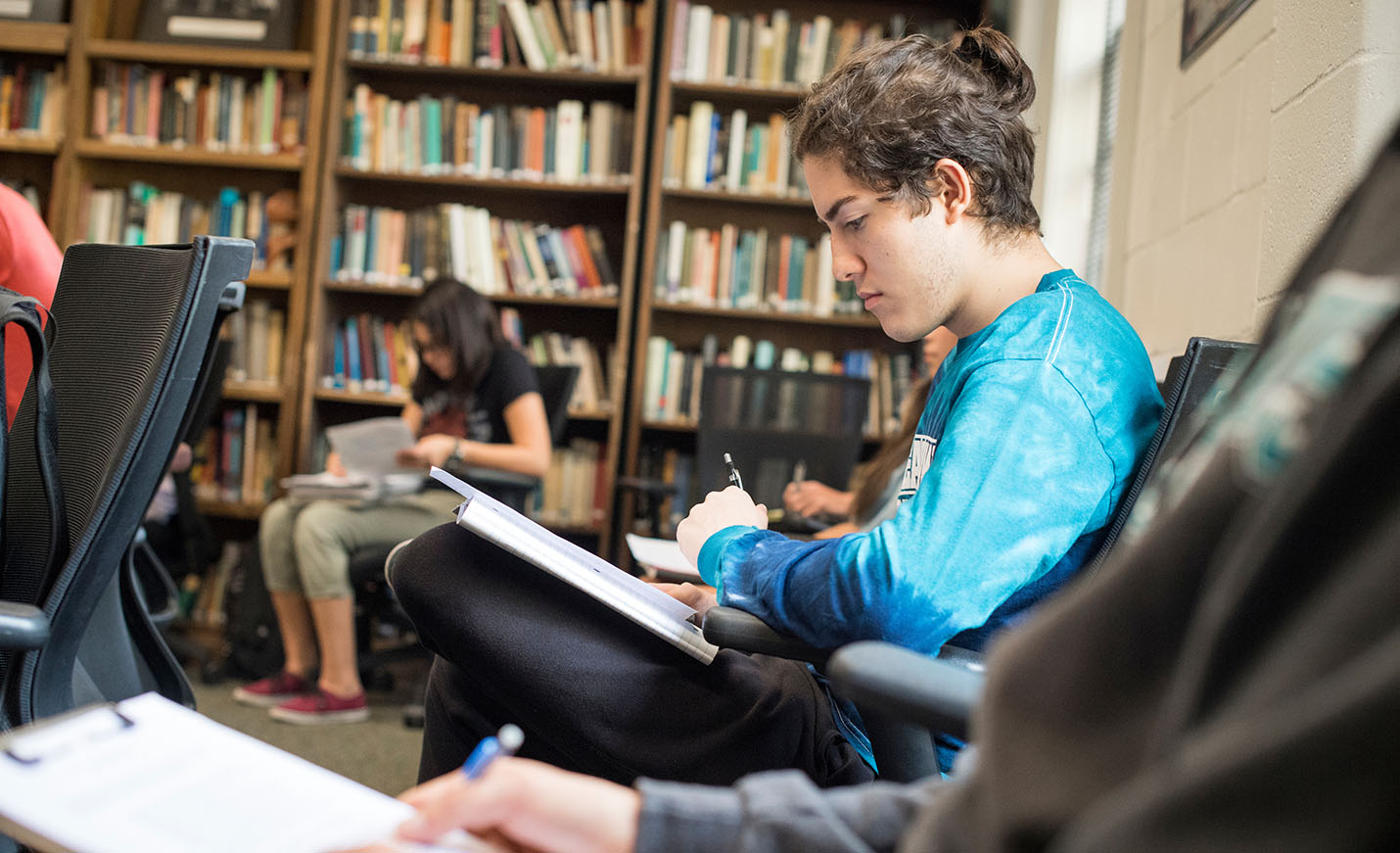 students studying in the library