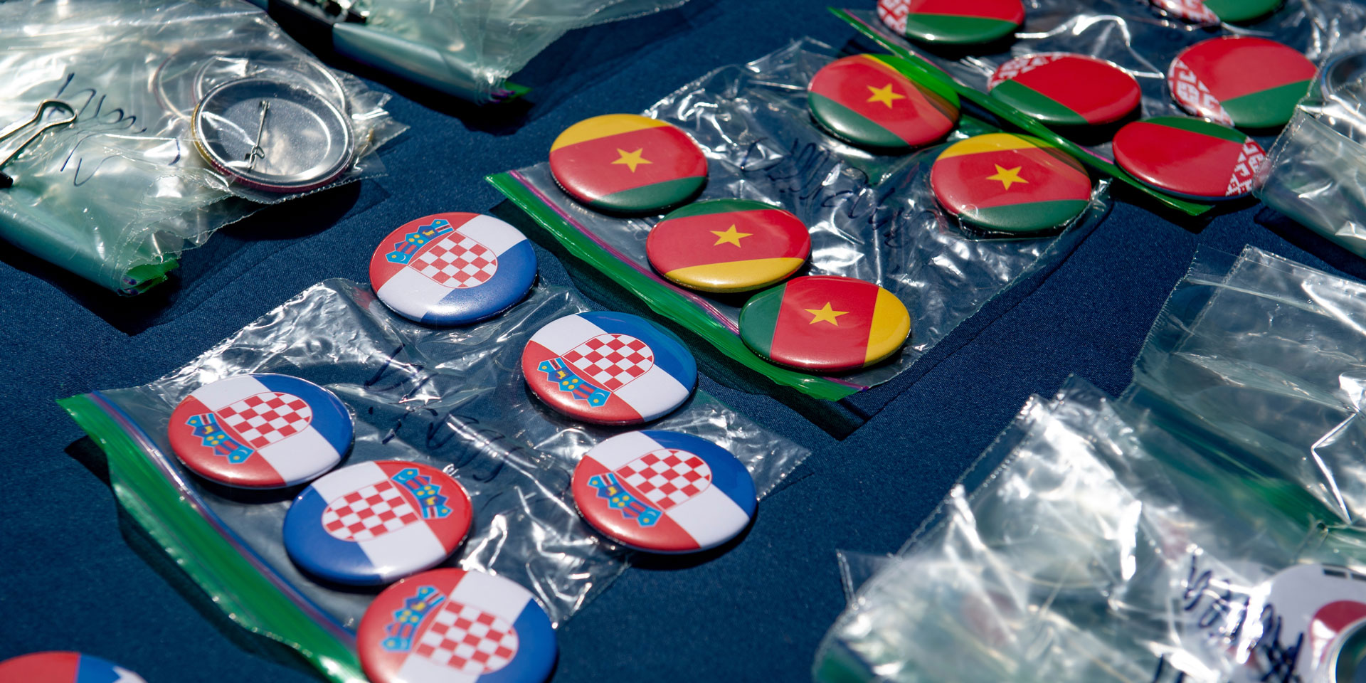 A table of buttons representing flags from countries across the world