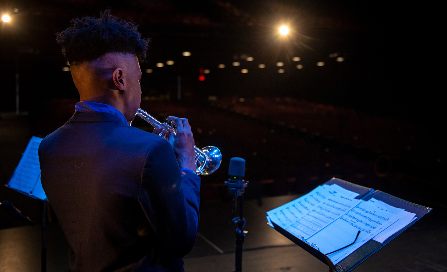 student performs on the trumpet
