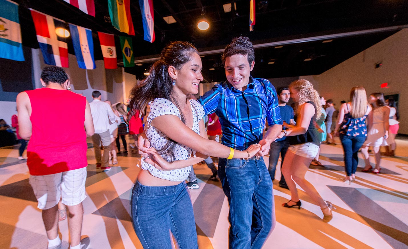 students dancing at a salsa festival