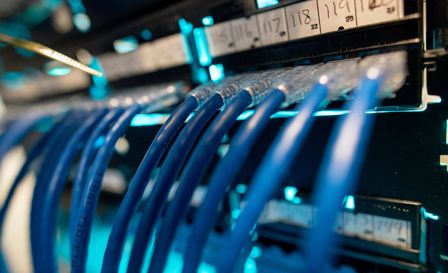 Close-up of wires in a switchboard