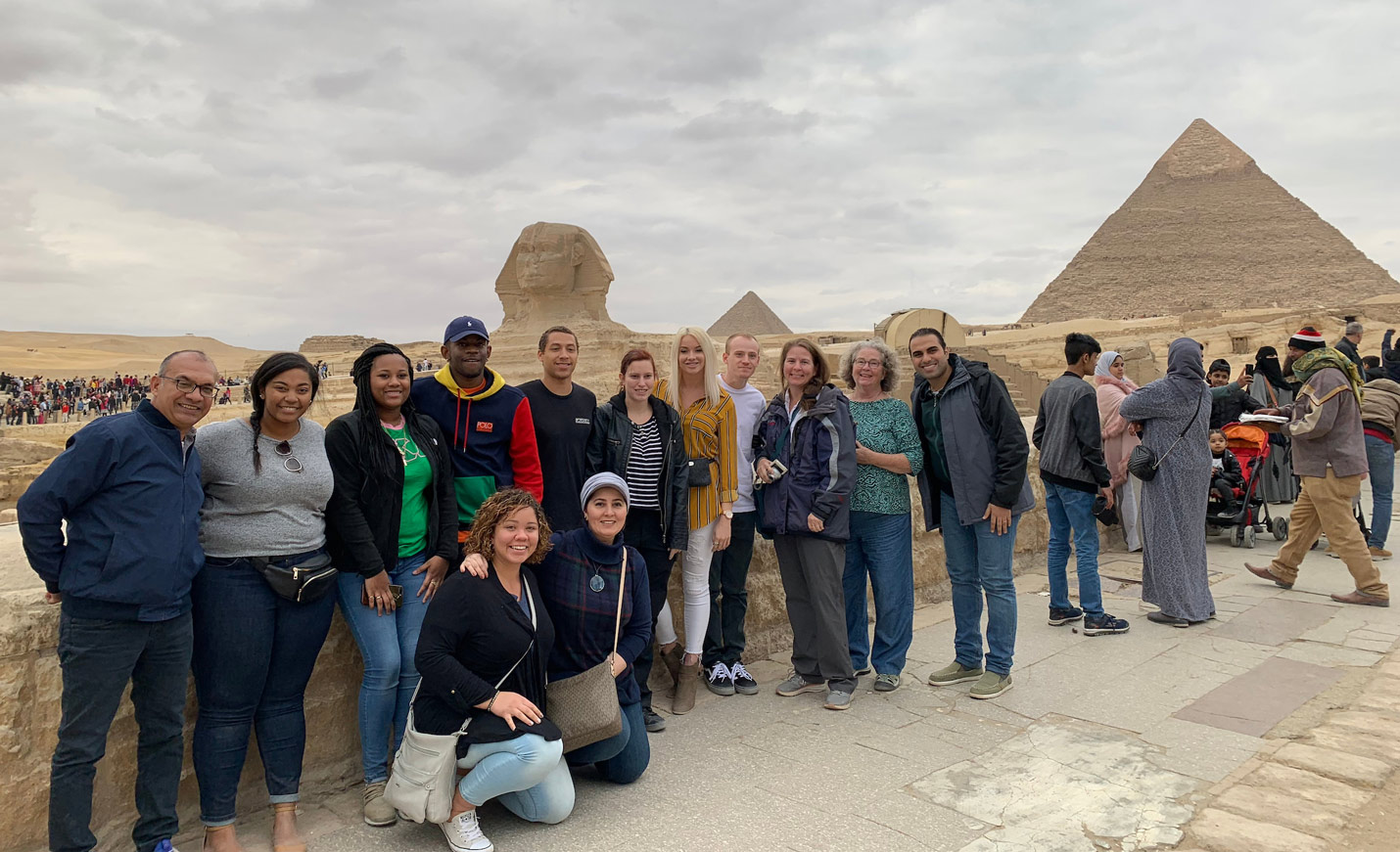 Group in front of pyramids