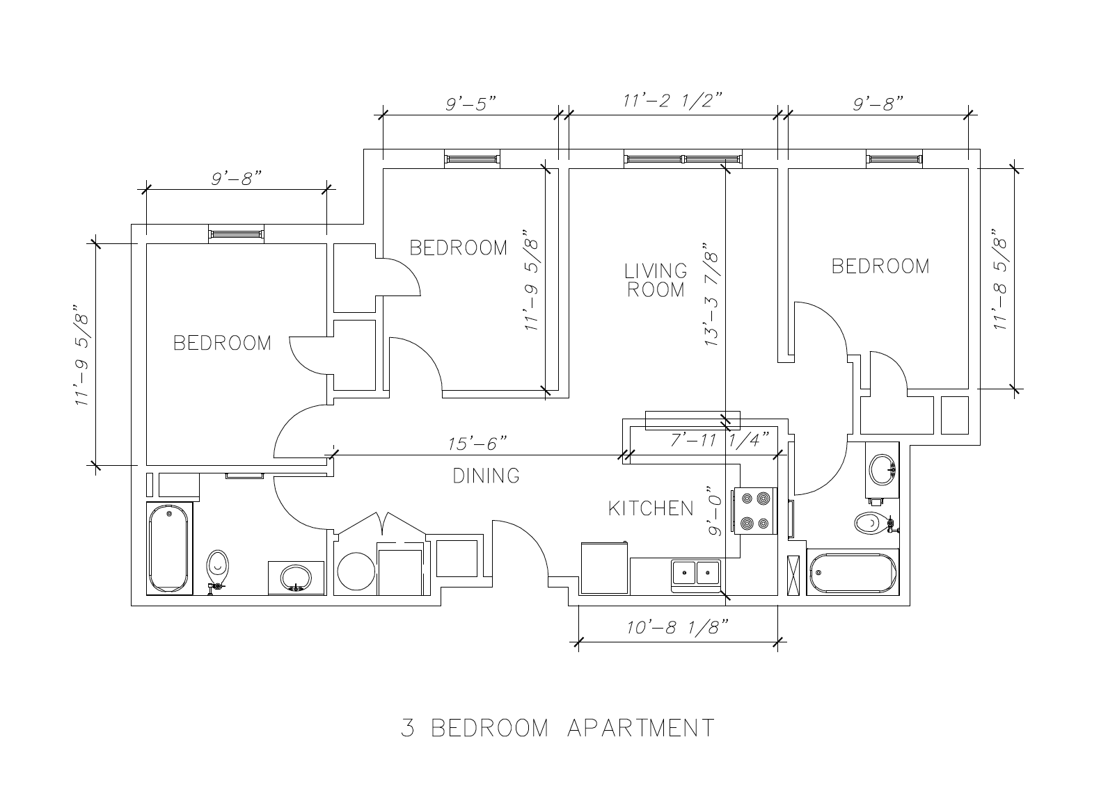 Seahawk Village 3 Bedroom Floorplan