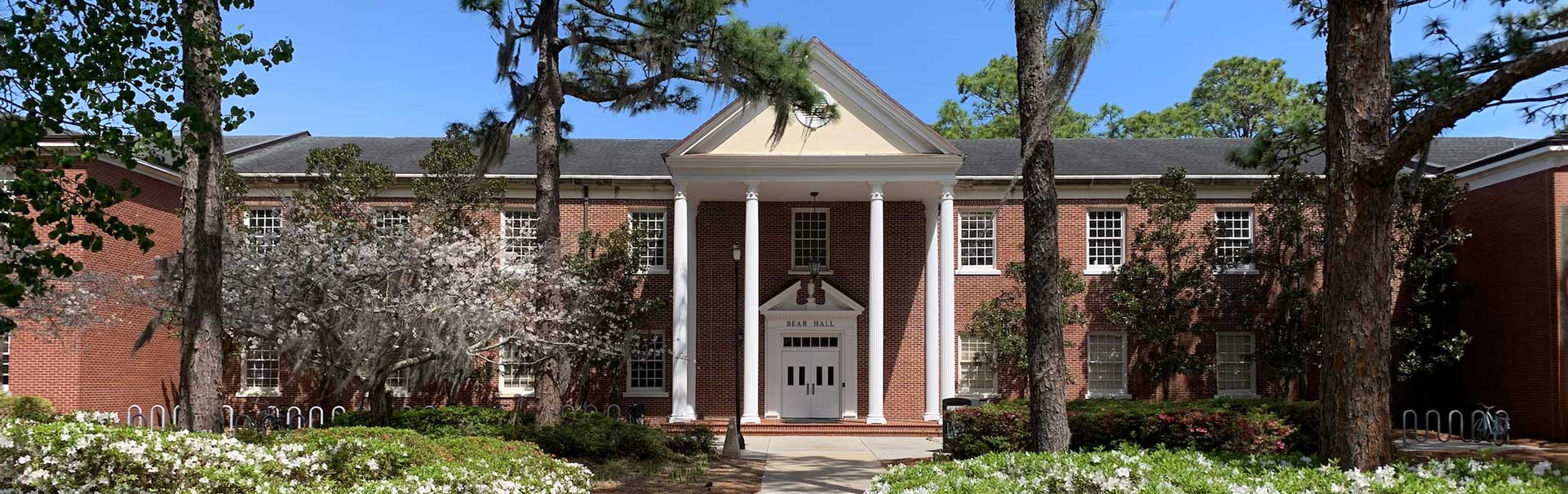 Front entrance and grounds of Bear Hall at UNCW
