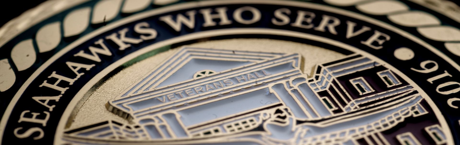 close up of veterans hall seal