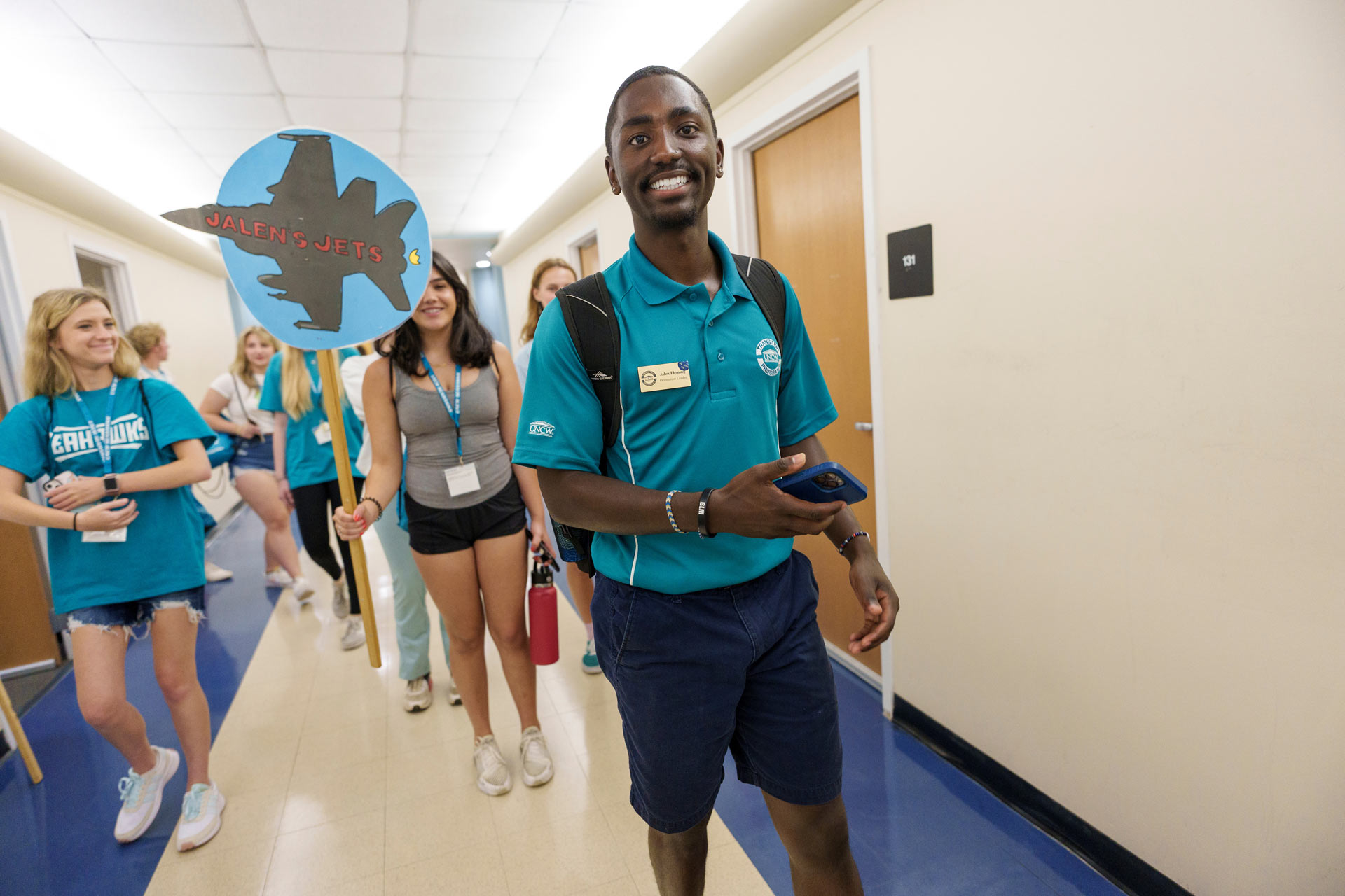 Orientation Leader leads incoming first-year students during summer Orientation.