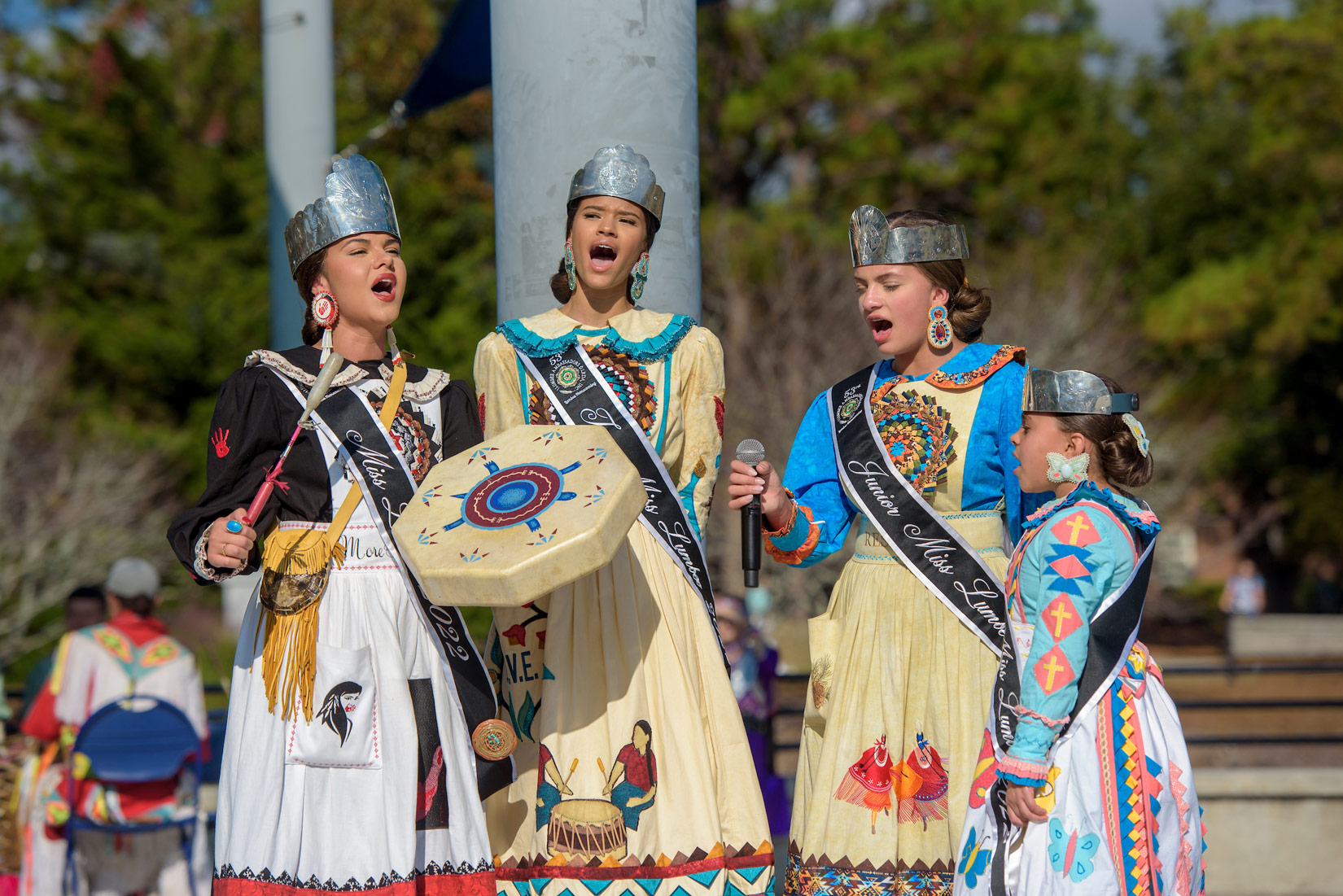 Miss Lumbee 2022 title holders perform in traditional dress 