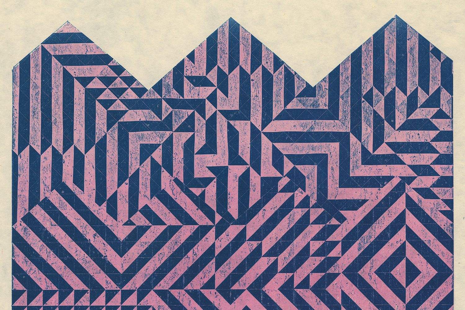 An image of Takizawa's art. Navy blue and purple in lines creating a triangle effect at the top.