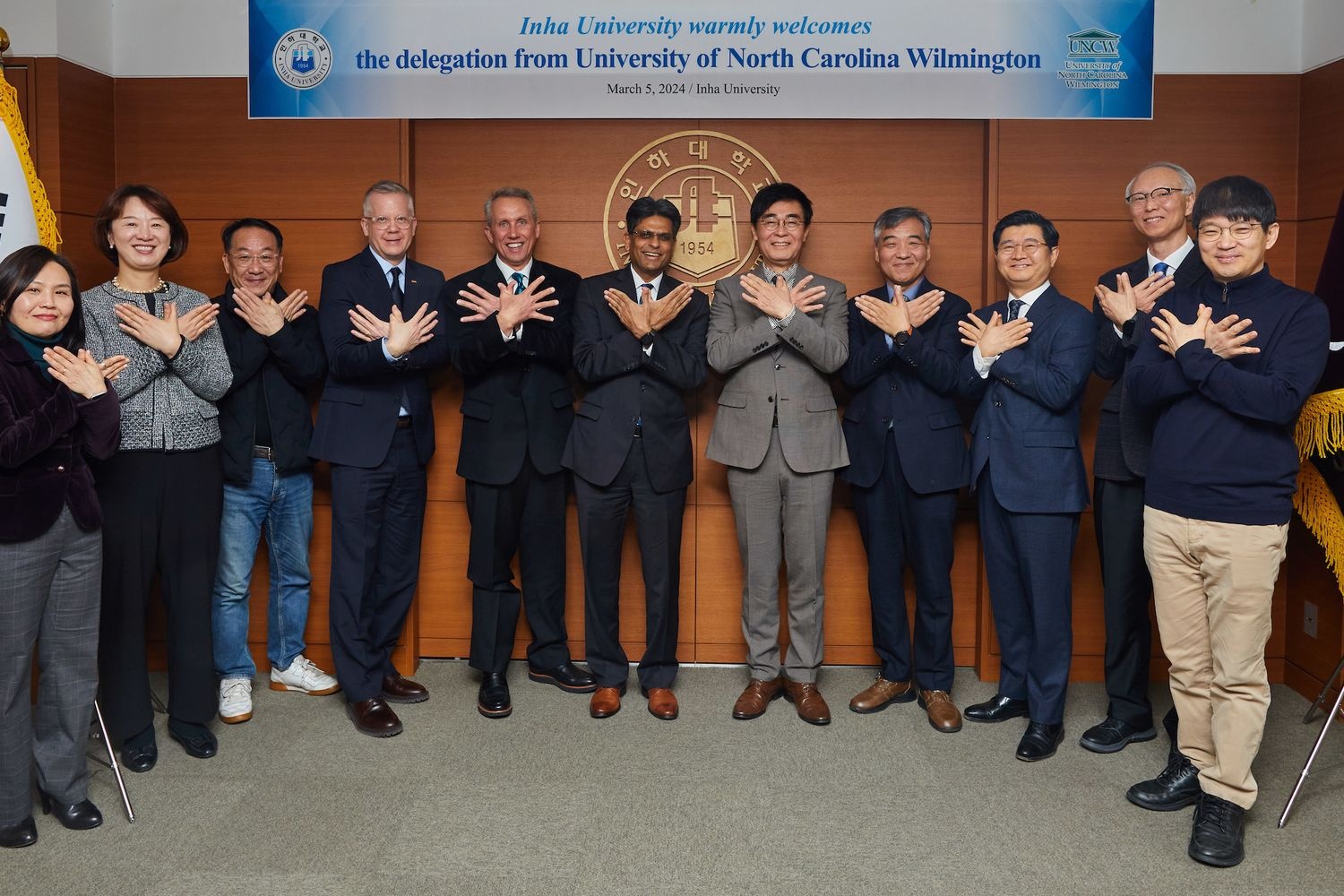 UNCW with Inha University seahawk
