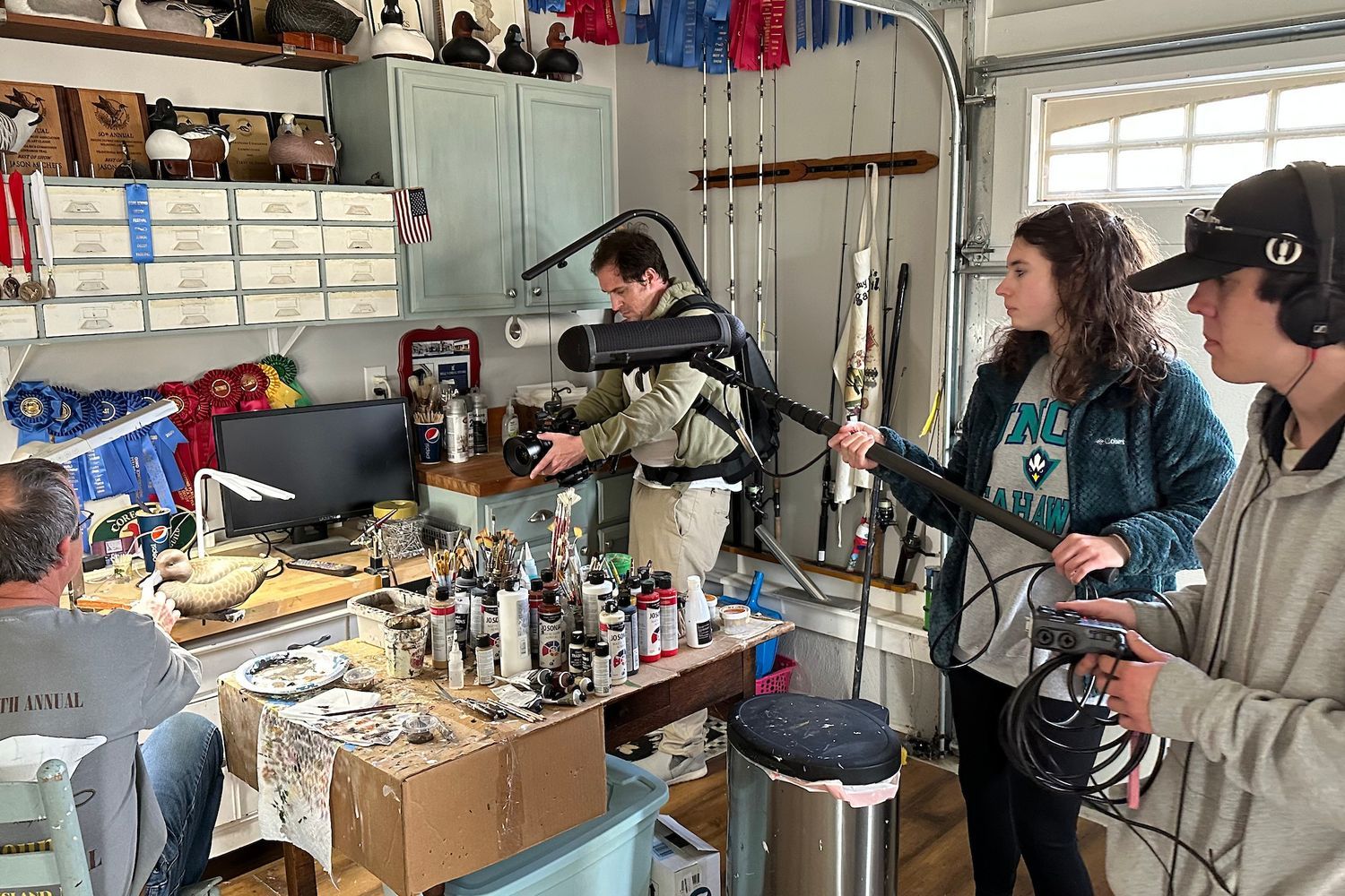 Documentary filmmakers at work