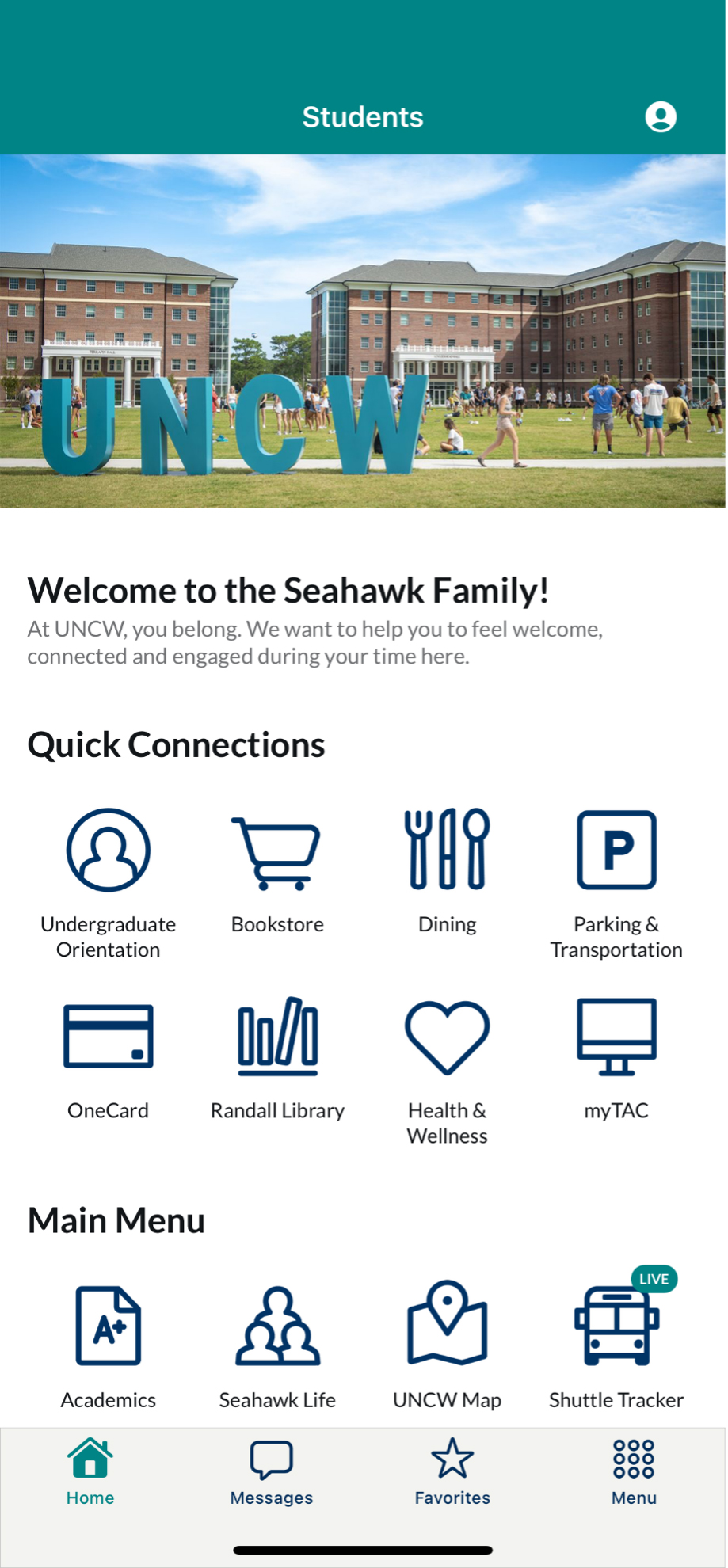 uncw mobile students screen