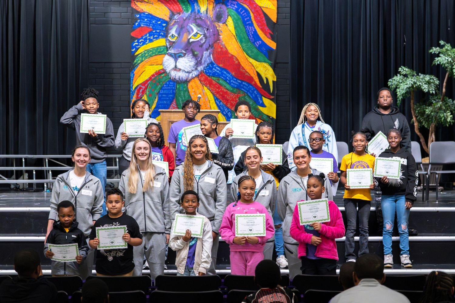 UNCW's Women's basketball team and DC Virgo students