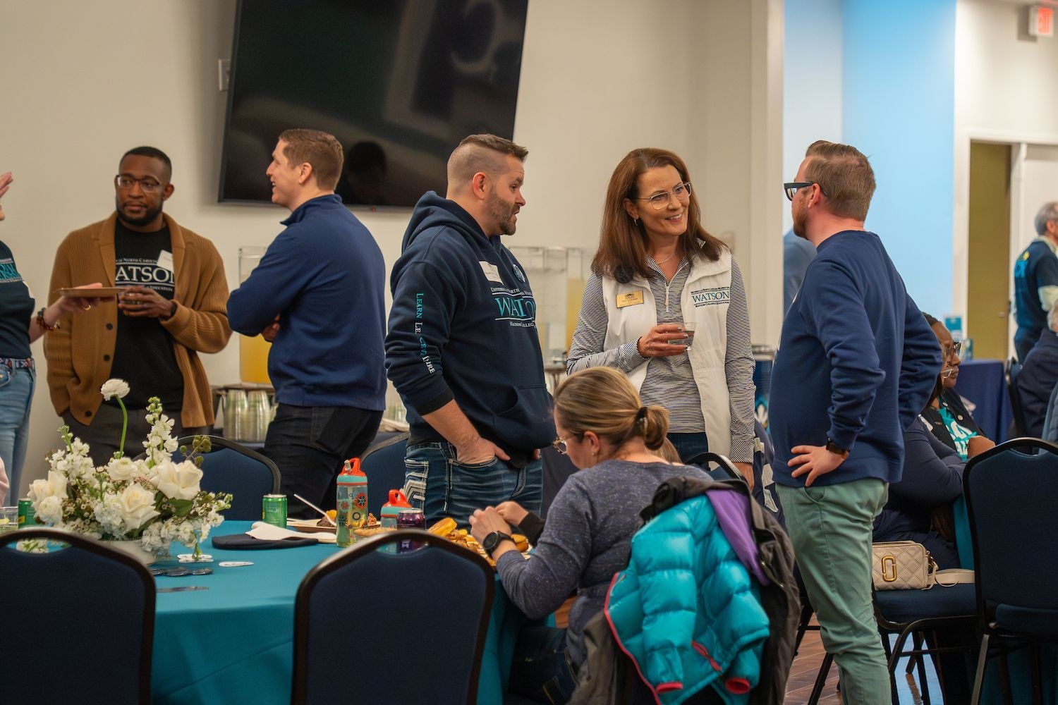 Dean Linderholm talks with college leaders