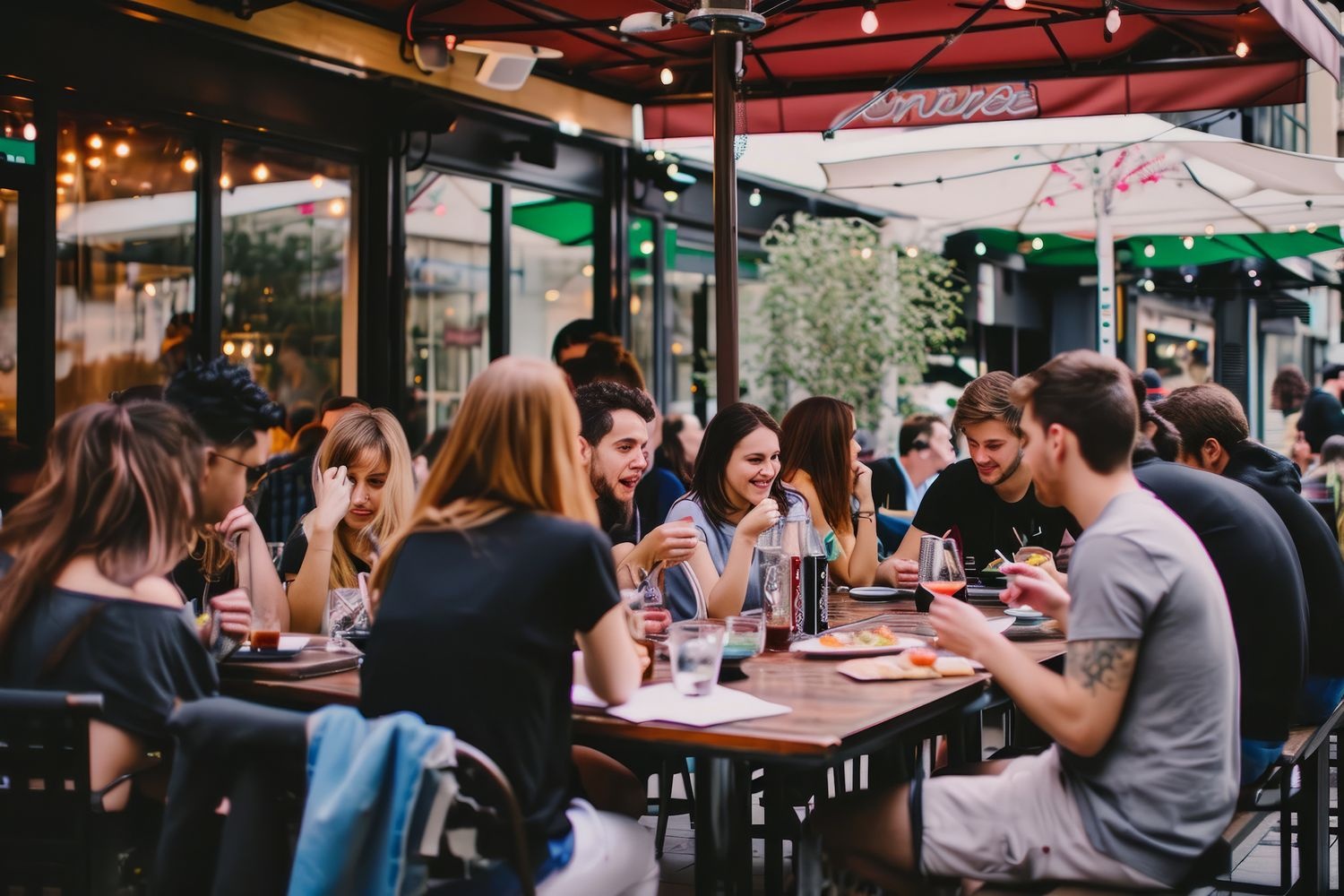 Young people at a cafe