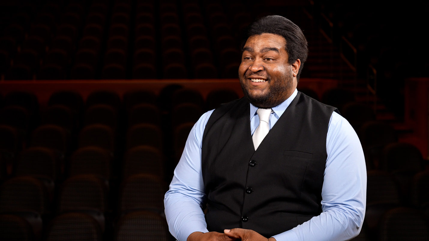 Takeem Dennis '24, a music education major and former Marine. 