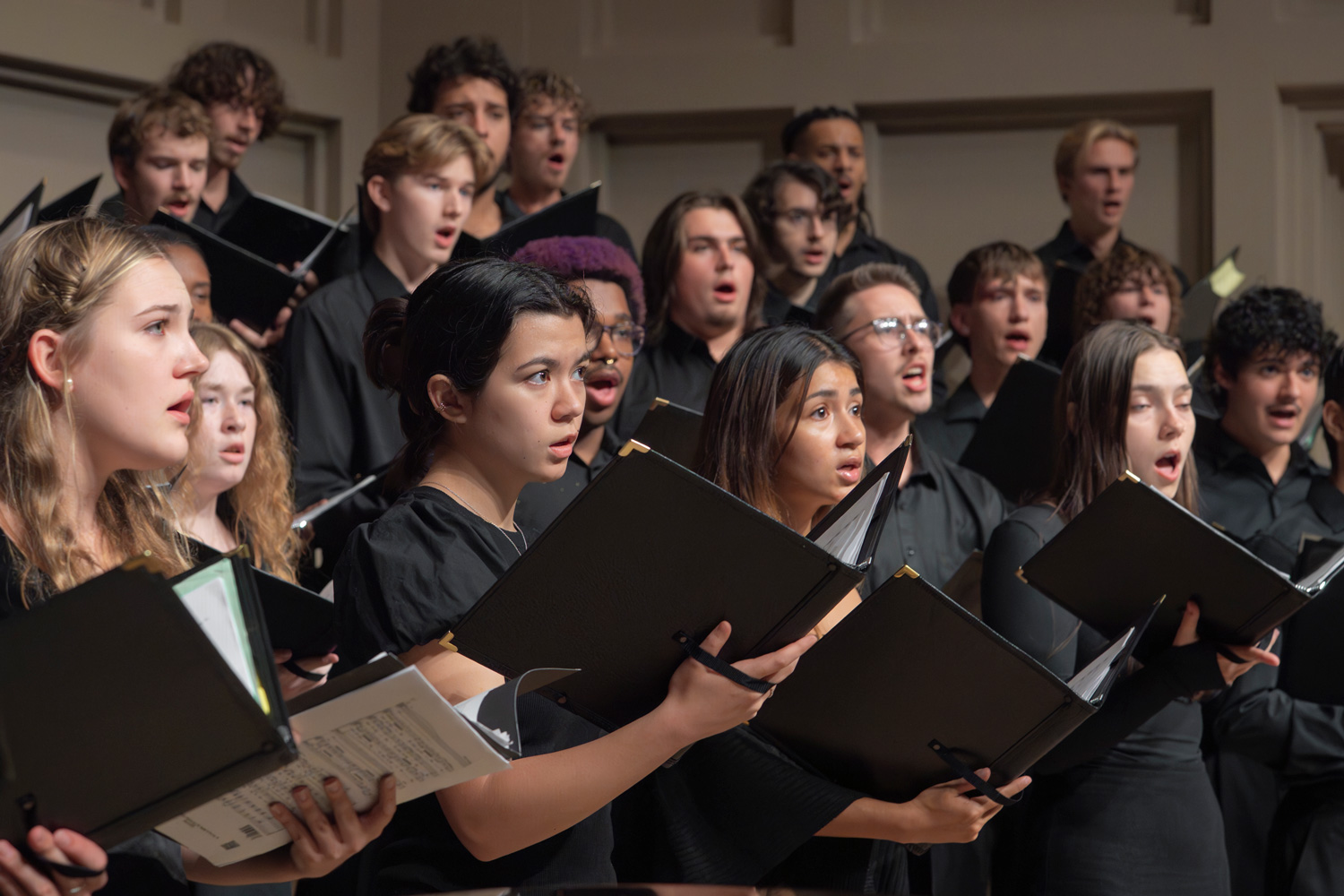 UNCW Choral and Chamber Singers rehearse at Beckwith Recital Hall