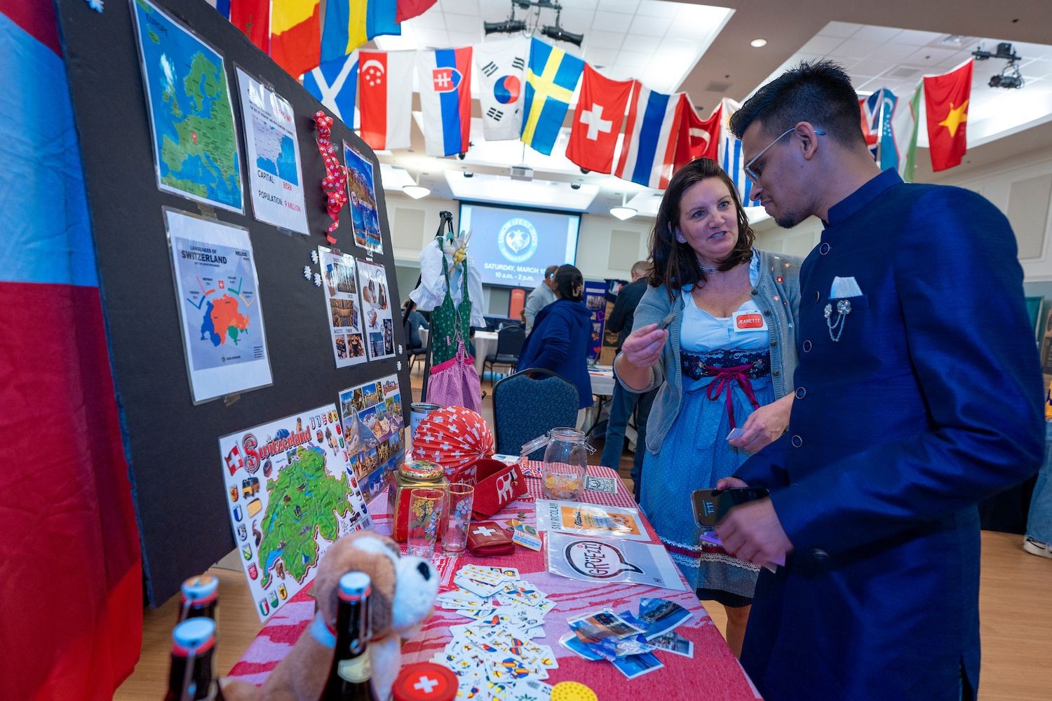 Visitors at the Intercultural Festival speaking to each other
