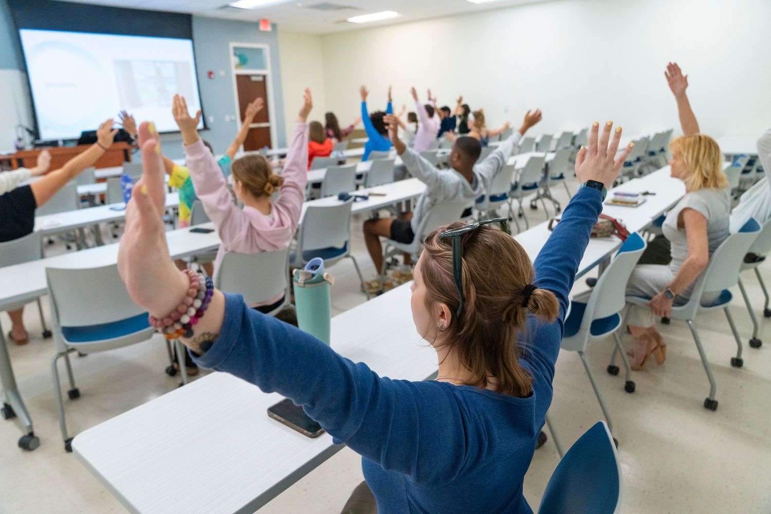 Public Health students lead a Move to Improve: Movement and Mindful Walking for Stress Relief class