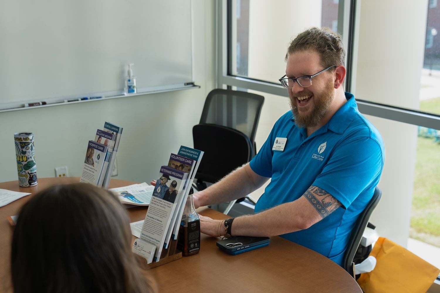 Students listen to a LifeCare representative at SpeedConnect, a dynamic, structured networking experience as part of Health & Human Services Week. 