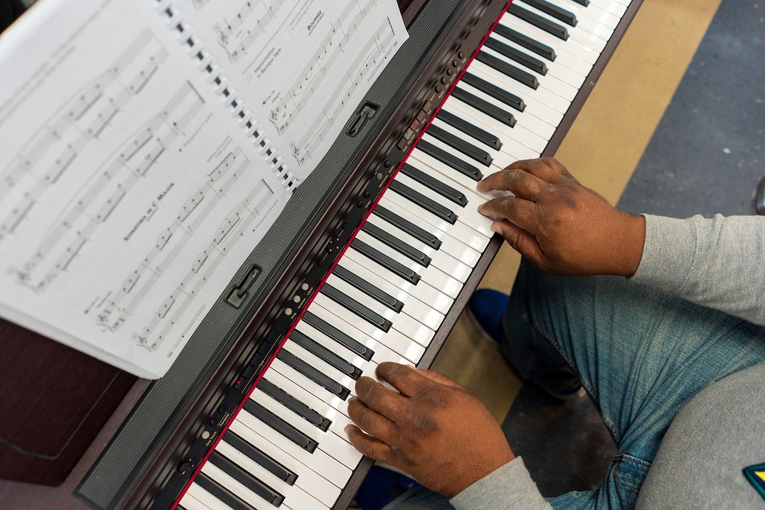 Playing piano in class