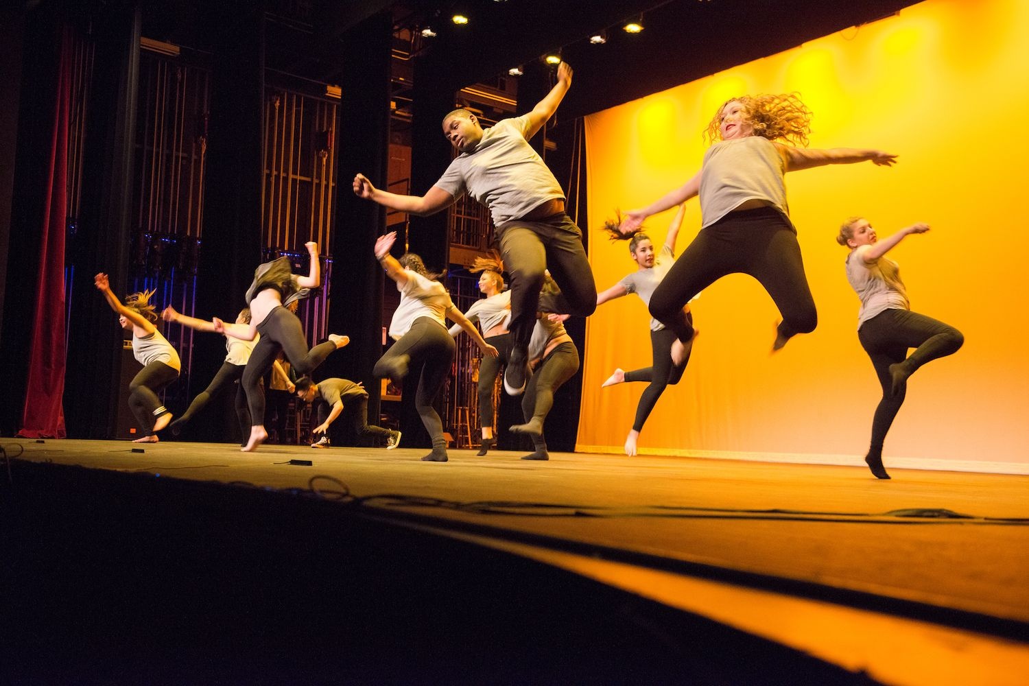Students dancing on stage