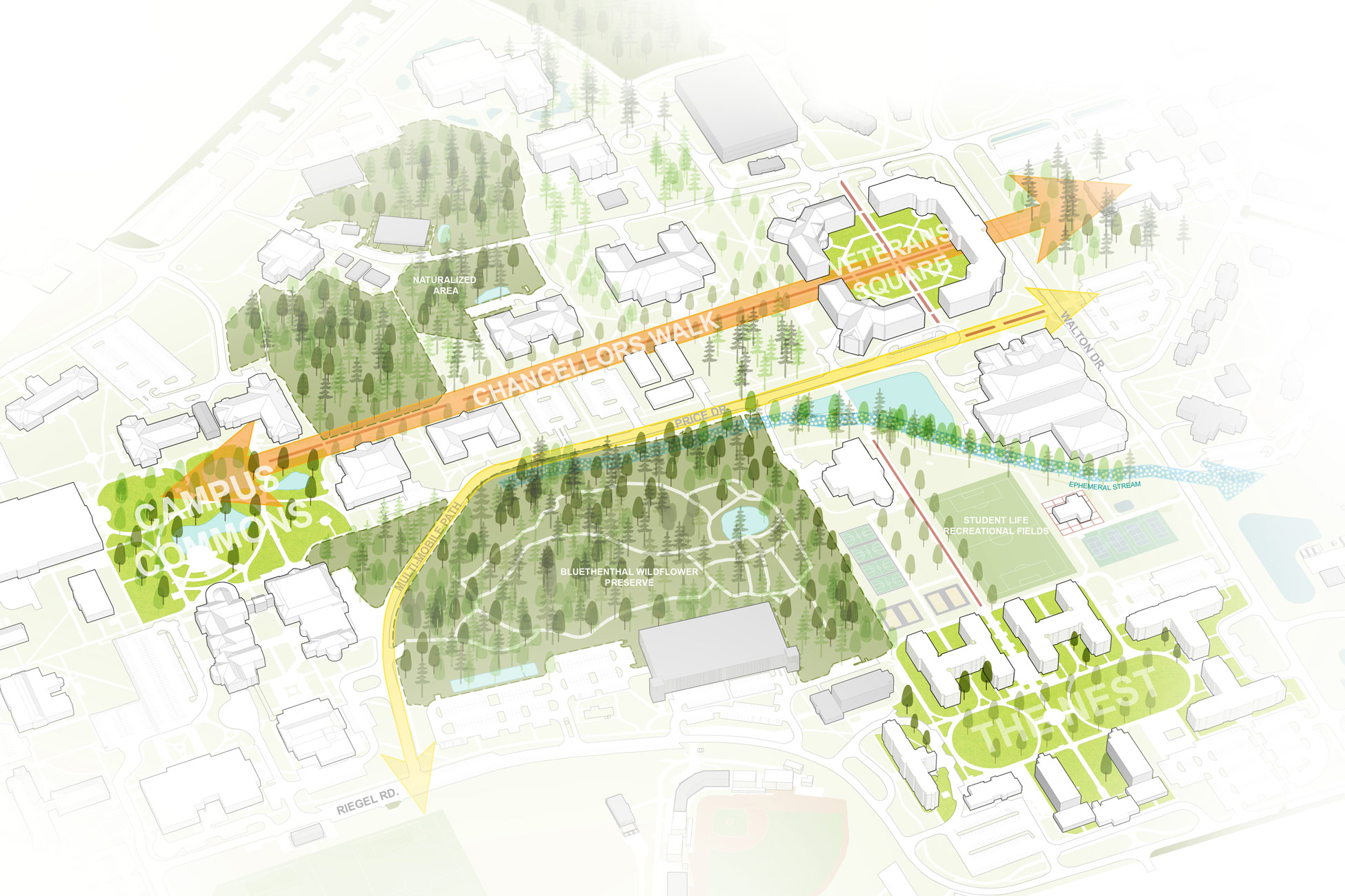 A 3-D rendering of the campus master plan