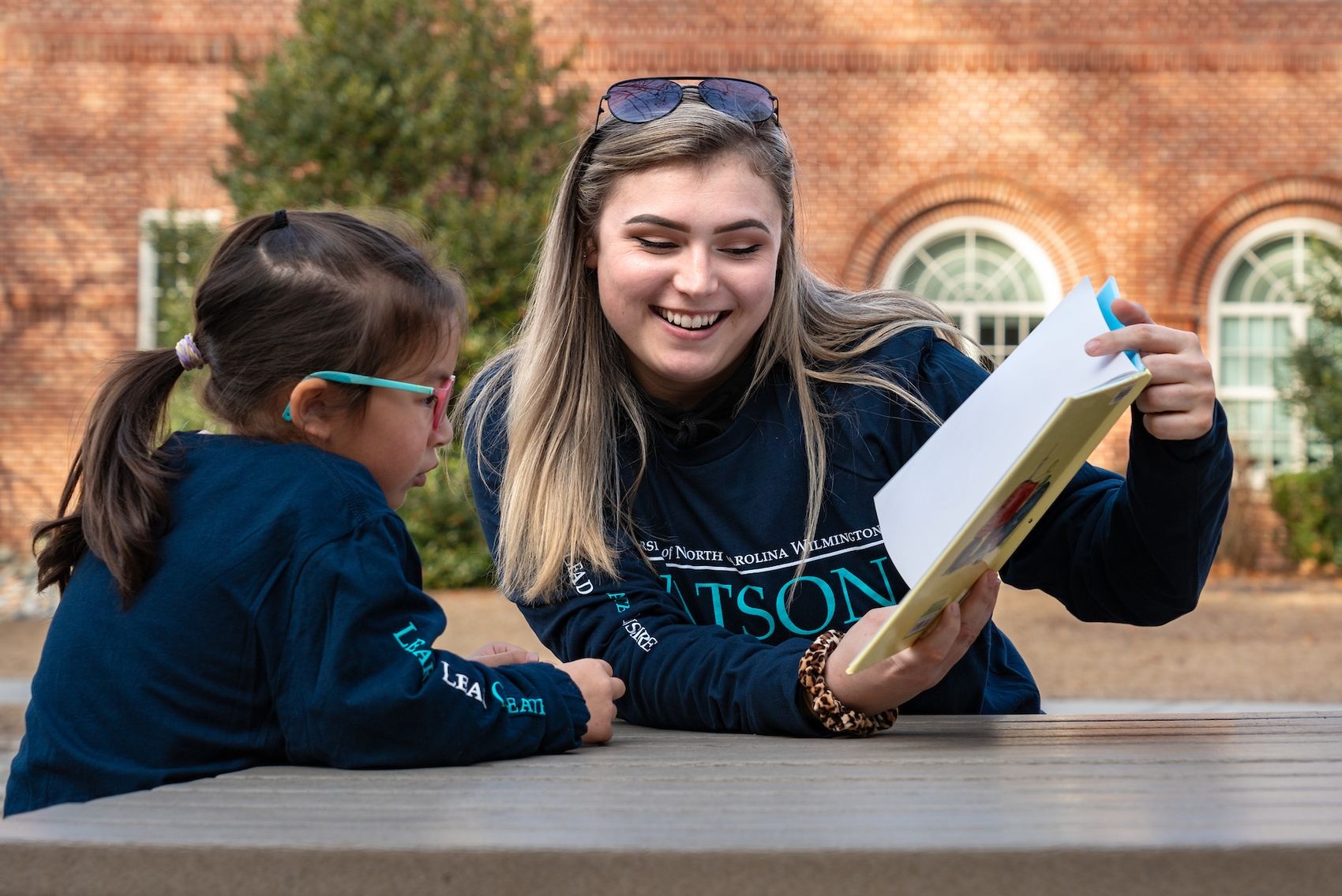 Avery Chaucer, who plans to graduate in fall 2025 with a degree in elementary education, practices her teaching methods while tutoring local elementary student Vicky Silva at the Watson Ed Lab. 