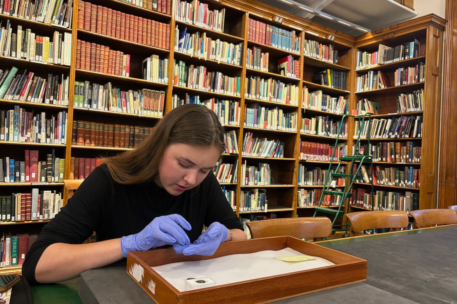 Bryce Settlemier analyzes gold glass amulets from the fourth to sixth century while at the British Museum