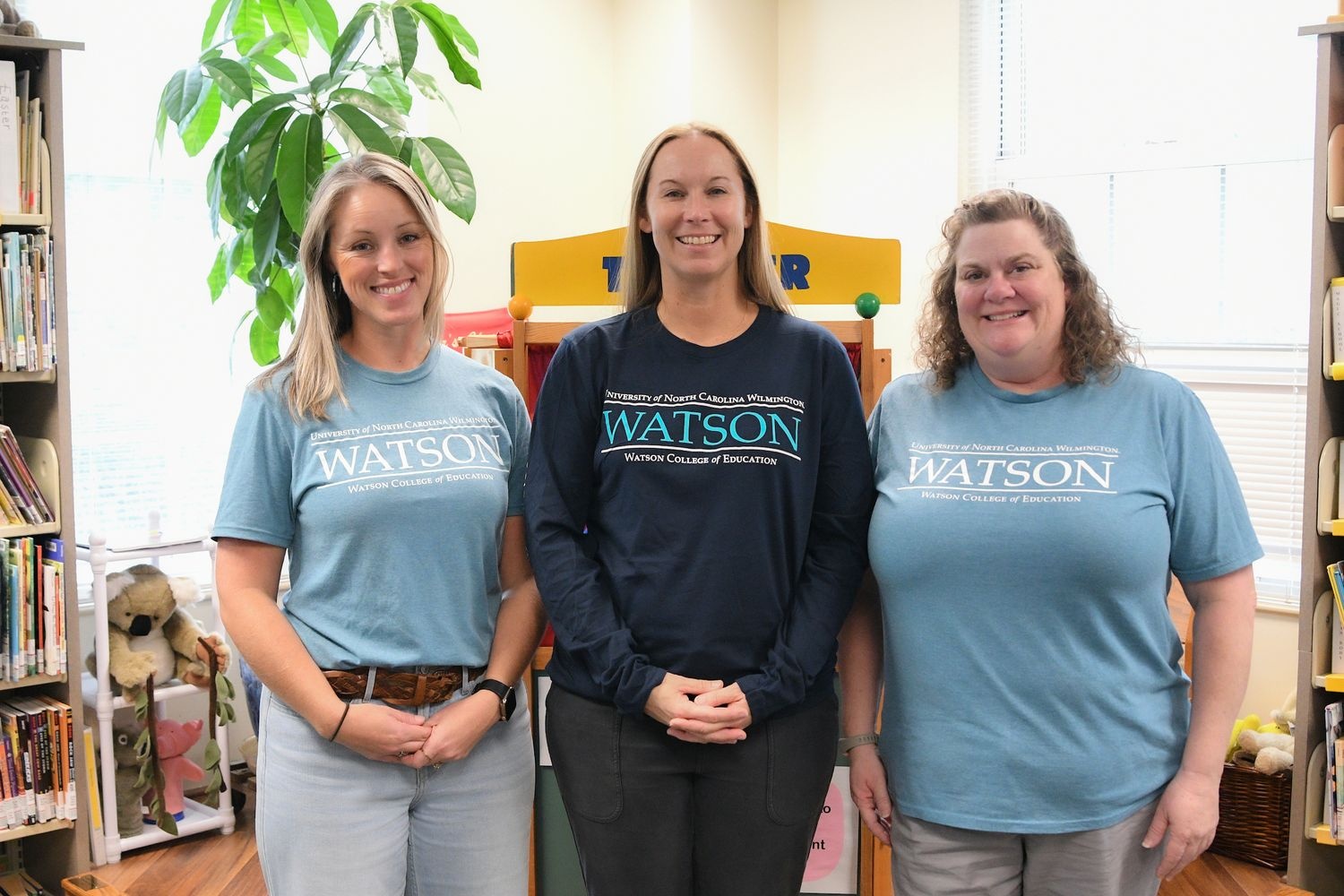 Courtney Townsend, Somer Lewis, and Tisa Freck at the Betty Stike Education Laboratory at the Watson College of Education 