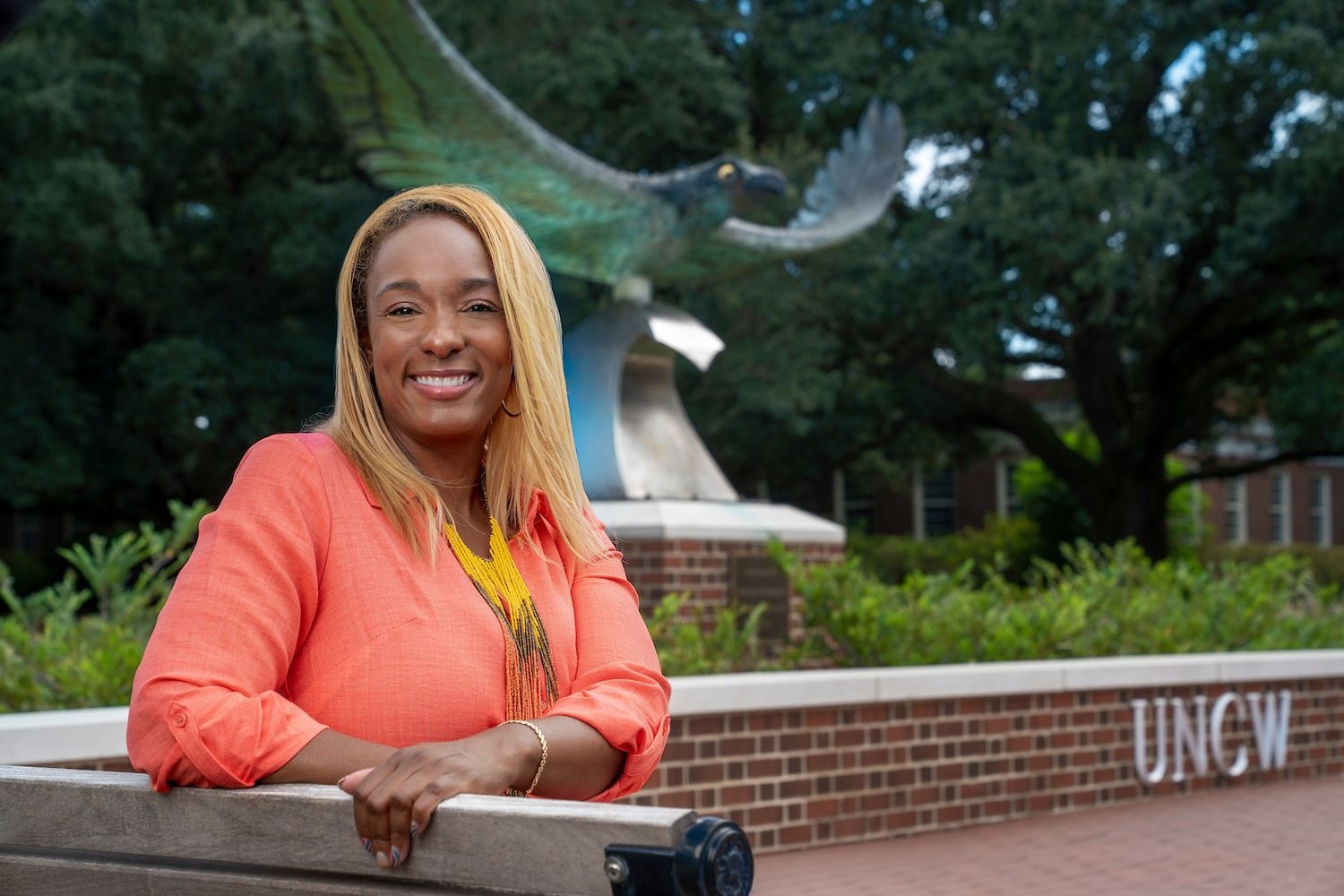 Daniela Henderson, the first full-time online alum to serve on the UNCW Alumni Association Board, is bridging the gap between remote and on-campus students to build a more  connected Seahawk community.
